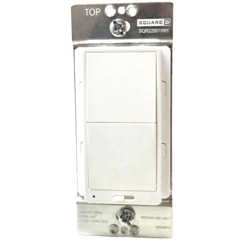 Square D X Series‎ SQR22601WH 3Wayl Rocker Dimmer Switch White 600W Inc 150W LED